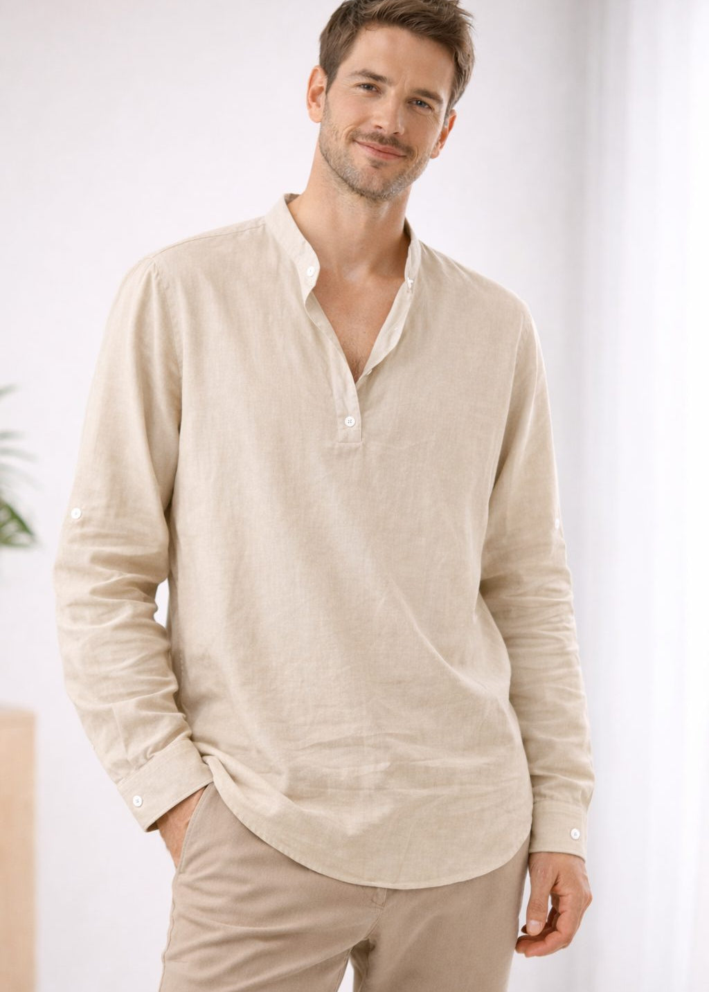 Henley Long Sleeve Shirt for Men
