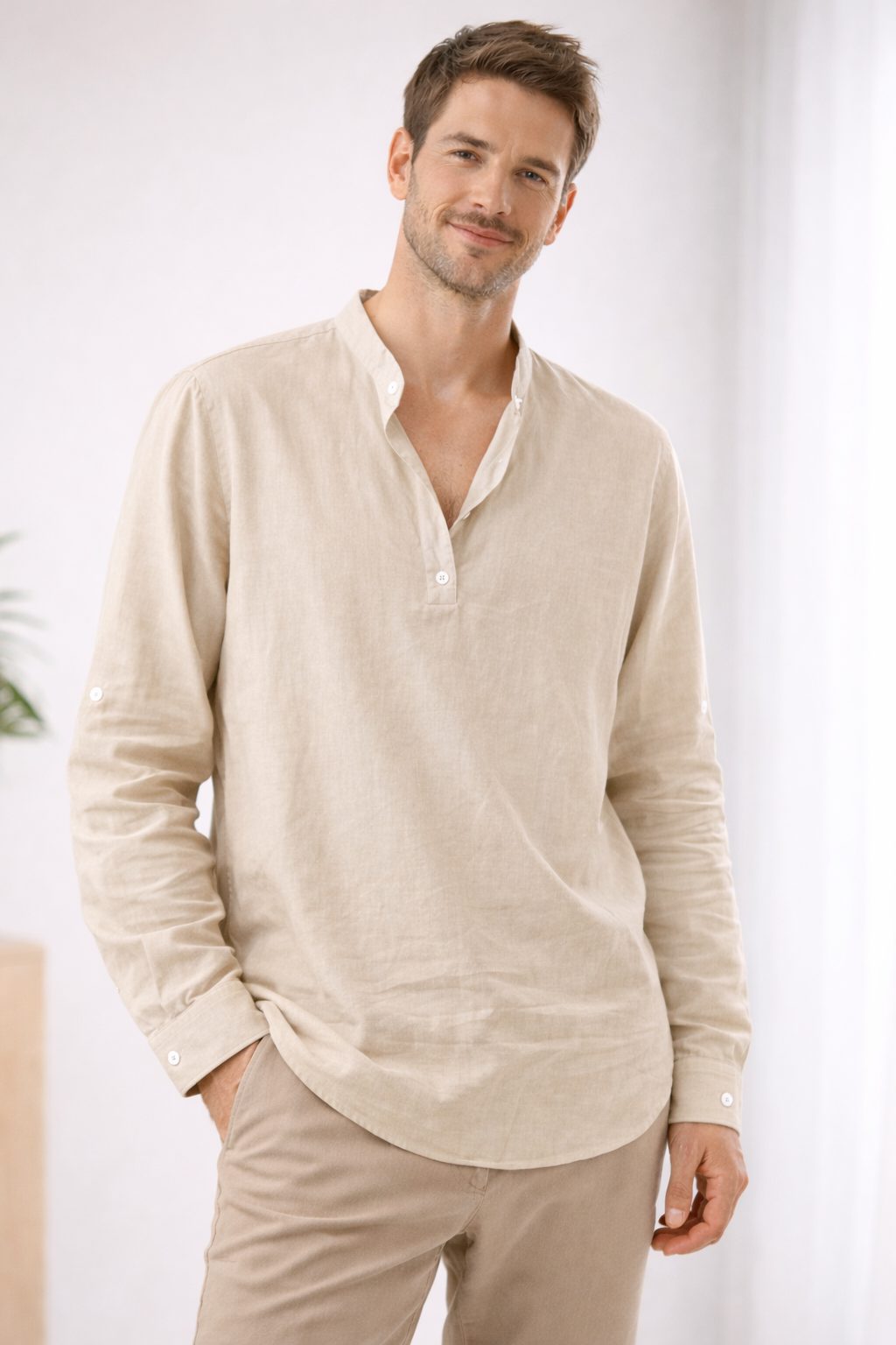 Henley Long Sleeve Shirt for Men