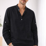 Henley Long Sleeve Shirt for Men - Schwarz