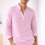 Henley Long Sleeve Shirt for Men - Rosa