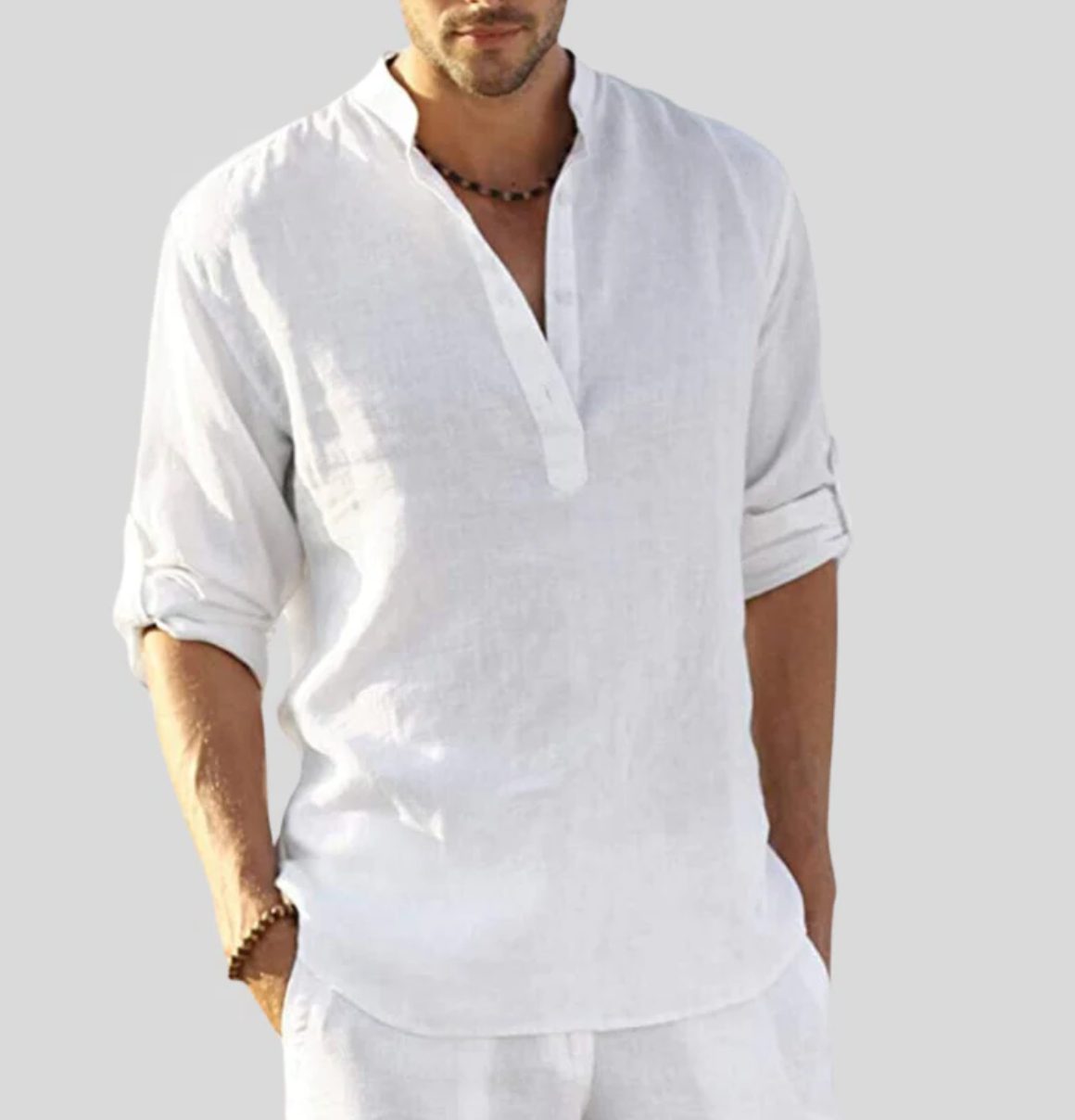 Henley Long Sleeve Shirt for Men - Weiß