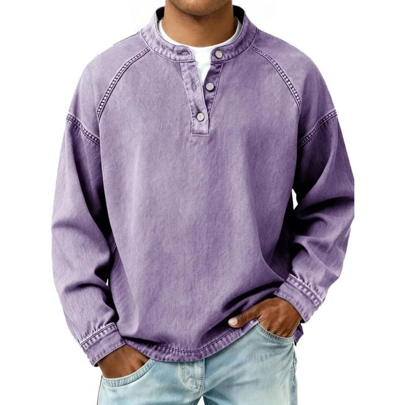 Henley Long Sleeve T-Shirt for Men - Lilac