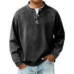 Henley Long Sleeve T-Shirt for Men - Black