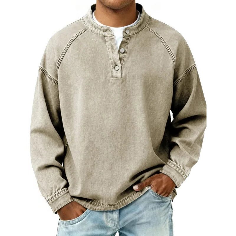 Henley Long Sleeve T-Shirt for Men - Khaki