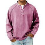 Henley Long Sleeve T-Shirt for Men - Pink