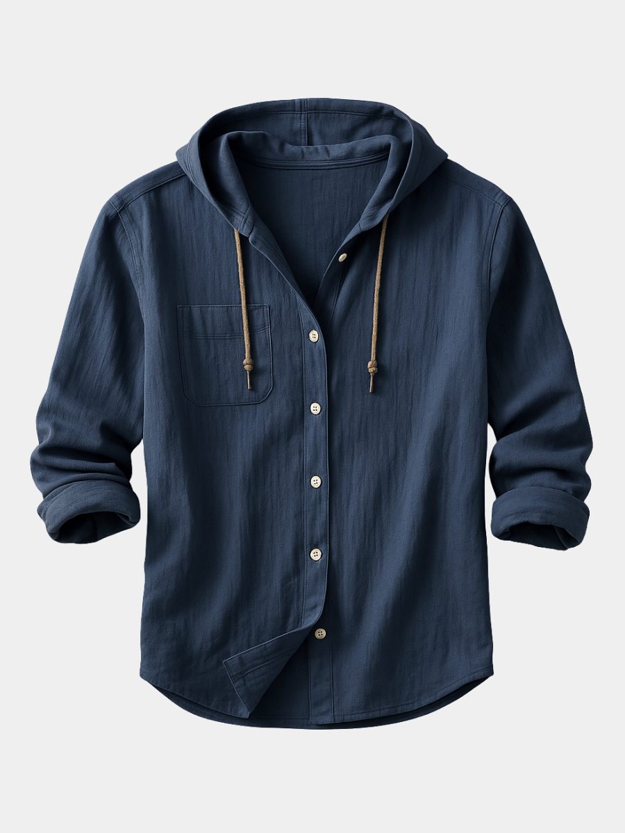 Hooded Button-Down Shirt for Men