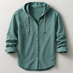 Hooded Button-Down Shirt for Men - Green
