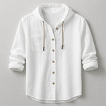 Hooded Button-Down Shirt for Men - White