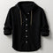 Hooded Button-Down Shirt for Men - Black