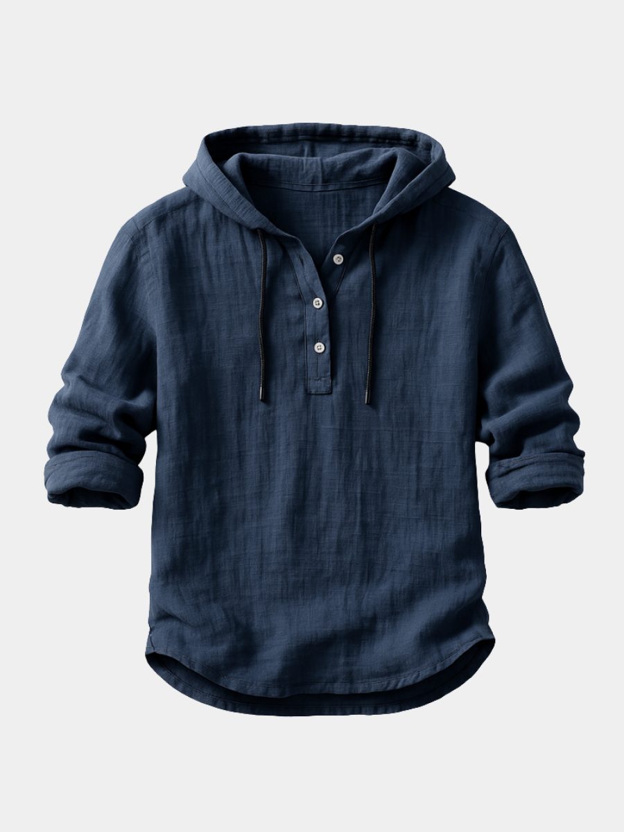 Hooded Henley Shirt for Men
