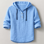 Hooded Henley Shirt for Men - Blue