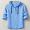 Hooded Henley Shirt for Men - Blue