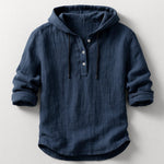 Hooded Henley Shirt for Men - Navy Blue