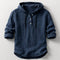 Hooded Henley Shirt for Men - Navy Blue