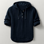 Hooded Henley Shirt for Men - Black