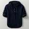 Hooded Henley Shirt for Men - Black