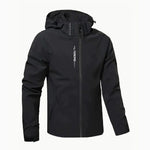 Hooded Zip-Up Windbreaker Jacket for Men - Black