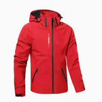 Hooded Zip-Up Windbreaker Jacket for Men - Red