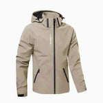 Hooded Zip-Up Windbreaker Jacket for Men - Khaki