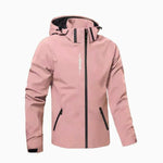 Hooded Zip-Up Windbreaker Jacket for Men - Pink