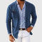 Knit Lapel Blazer for Men - Blue