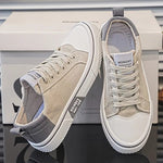 Lace-Up Canvas Sneakers for Men - Beige