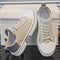 Lace-Up Canvas Sneakers for Men - Beige