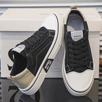 Lace-Up Canvas Sneakers for Men - Black
