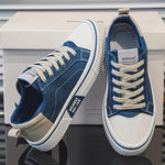 Lace-Up Canvas Sneakers for Men - Blue