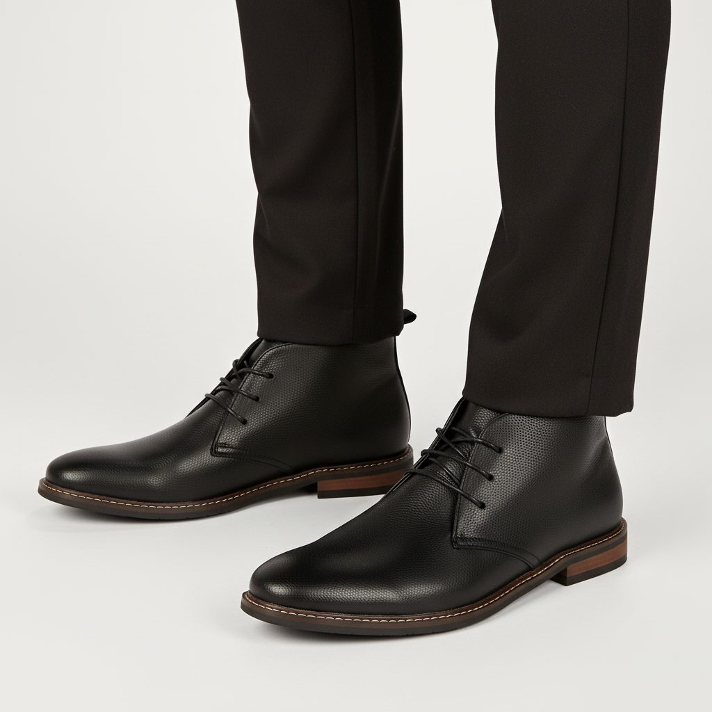 Lace-Up Desert Boots for Men - Black