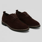 Lace-Up Suede Derby Shoes for Men - Coffee
