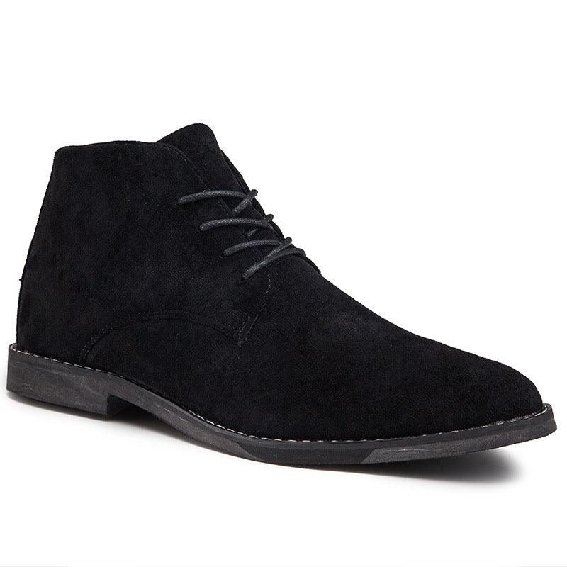 Lace-Up Suede Desert Boots for Men - Black