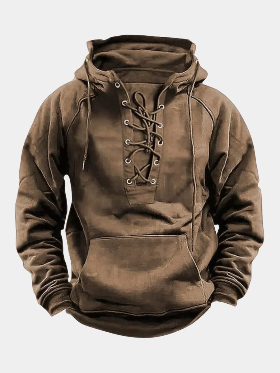 Lace-Up Hoodie Sweatshirt for Men