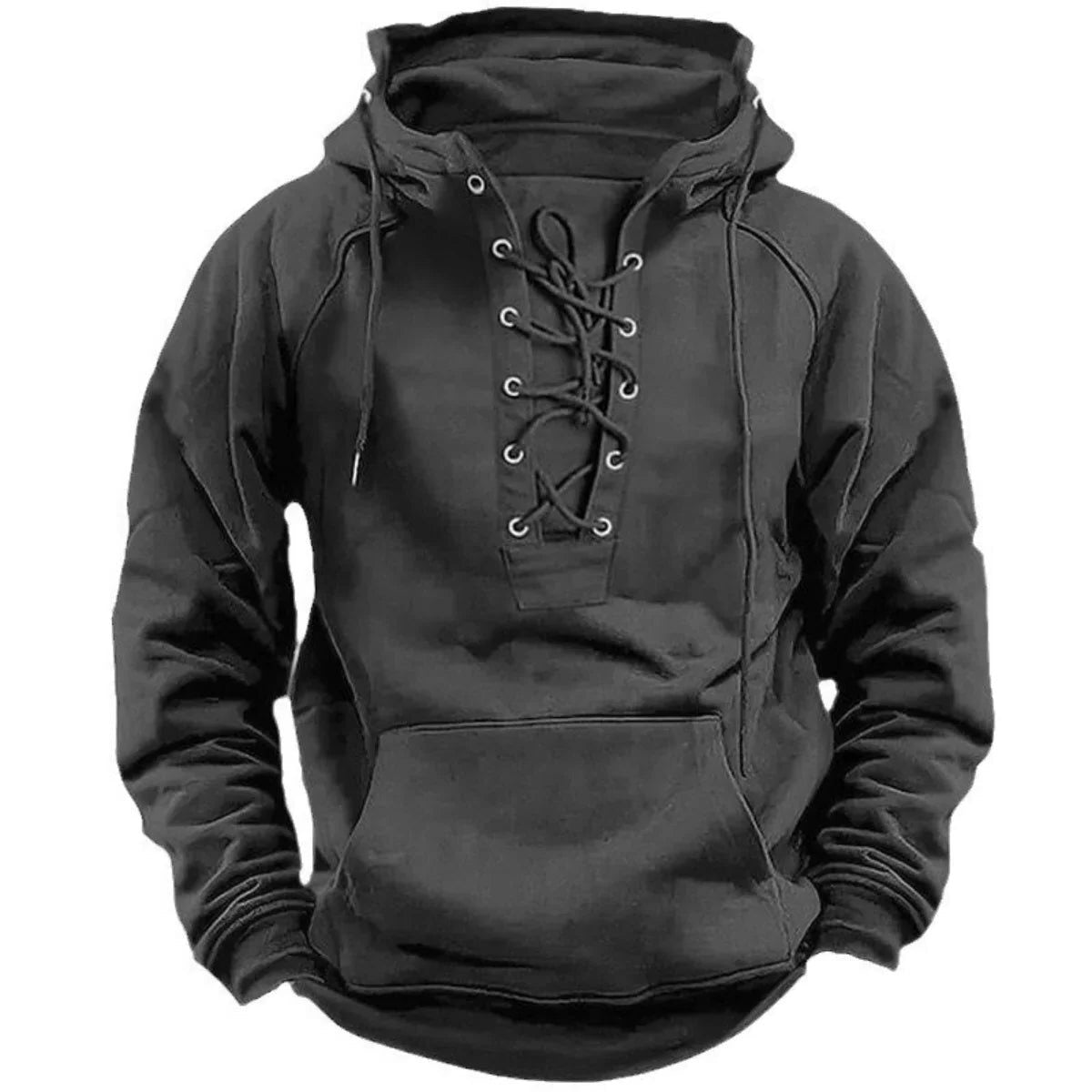 Lace-Up Hoodie Sweatshirt for Men - Gray