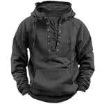 Lace-Up Hoodie Sweatshirt for Men - Gray