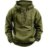 Lace-Up Hoodie Sweatshirt for Men - Green