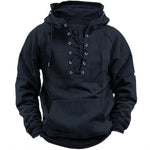 Lace-Up Hoodie Sweatshirt for Men - Black