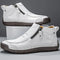 Lace-Up Leather Ankle Boots for Men - White