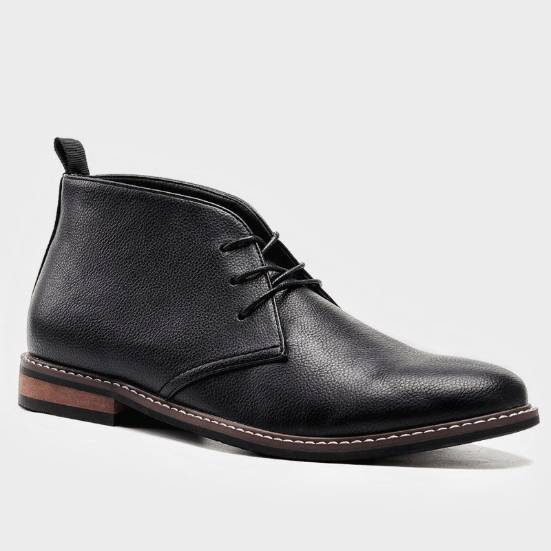 Lace-Up Leather Chukka Boots for Men - Black
