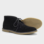 Lace-Up Leather Chukka Boots for Men - Black Suede