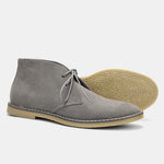 Lace-Up Leather Chukka Boots for Men - Grey Suede