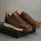 Lace-Up Leather Platform Sneakers for Men - Brown
