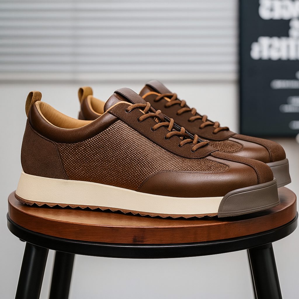 Lace-Up Leather Platform Sneakers for Men - View 4