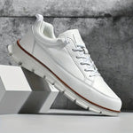 Lace-Up Leather Sneakers for Men - White