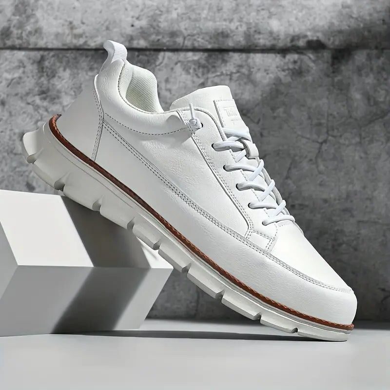 Lace-Up Leather Sneakers for Men - White