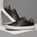 Lace-Up Leather White Sole Sneakers for Men
