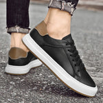 Lace-Up Leather White Sole Sneakers for Men - View 3