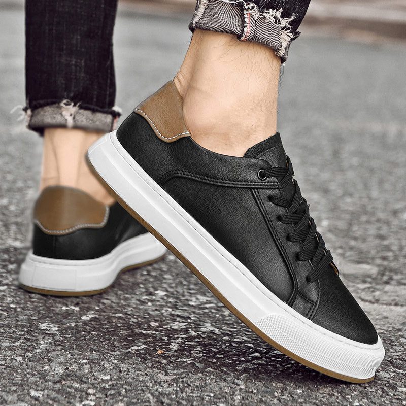 Lace-Up Leather White Sole Sneakers for Men - View 3