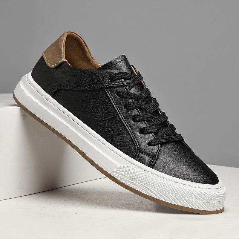 Lace-Up Leather White Sole Sneakers for Men - View 6