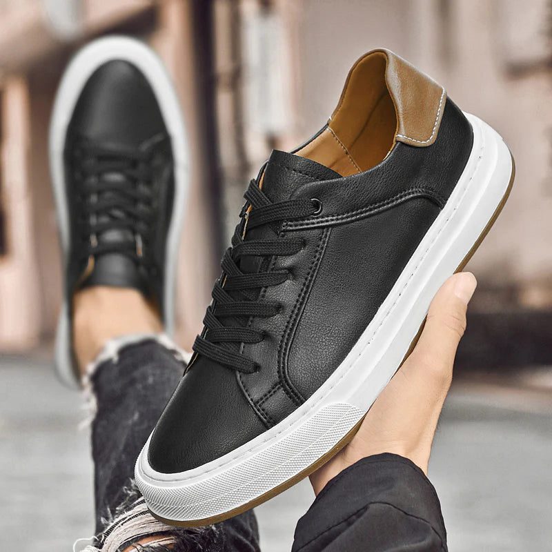 Lace-Up Leather White Sole Sneakers for Men - View 8